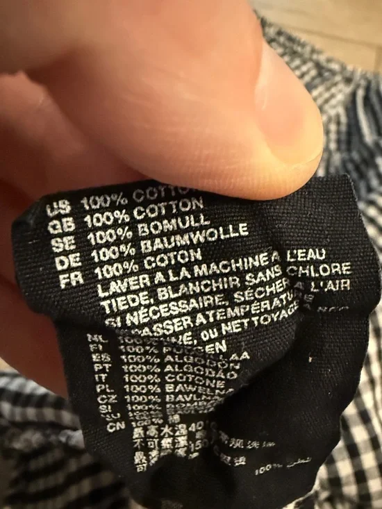 H&M Black & White Gingham Puff-Sleeve Peasant Blouse - Picture 3 of 5